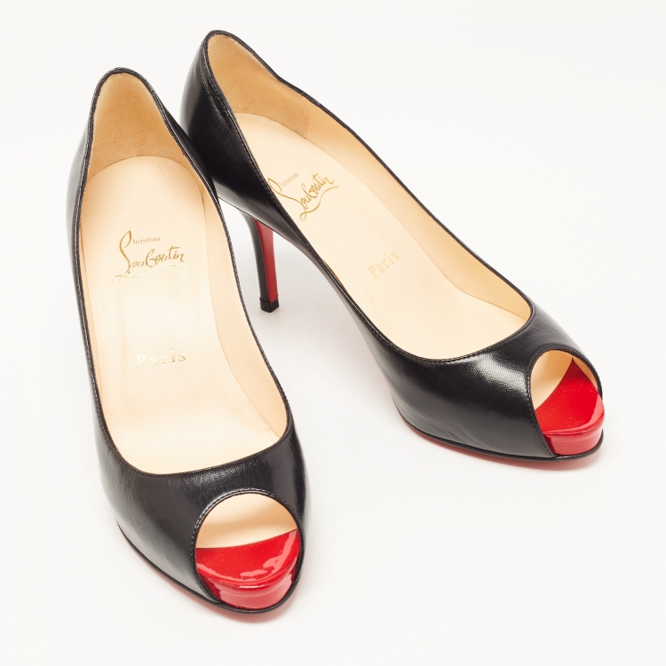 Pre Owned Christian Louboutin Black Leather Mater Claude Pumps Size 37