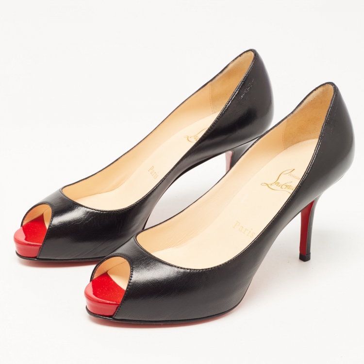 Pre Owned Christian Louboutin Black Leather Mater Claude Pumps Size 37
