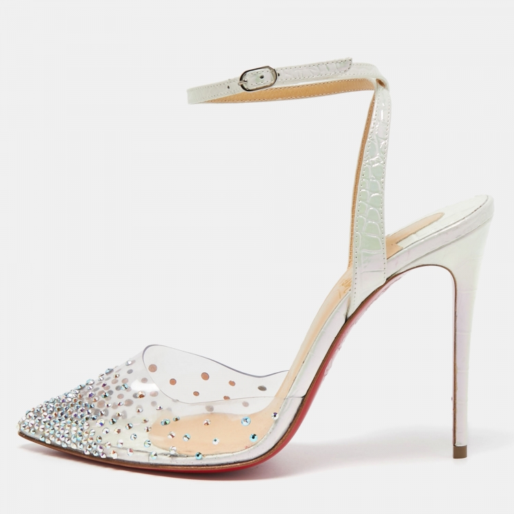 CHRISTIAN LOUBOUTIN Spikaqueen 100 crystal-embellished PVC and