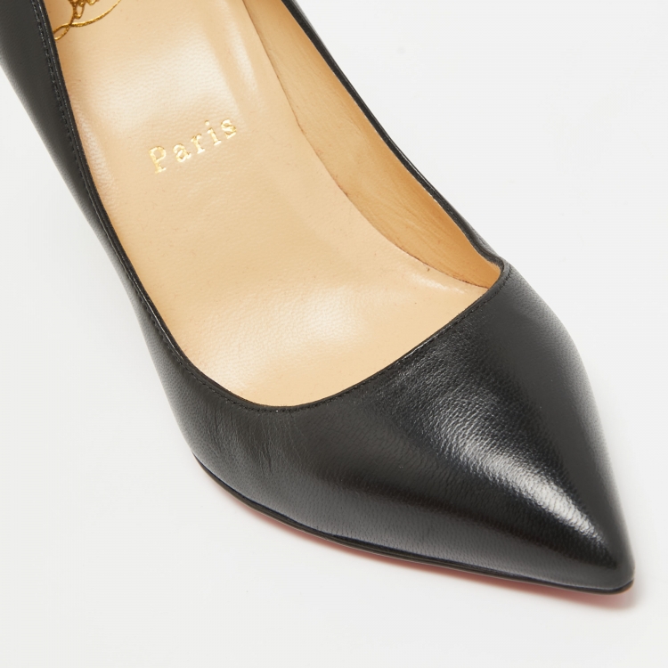 Pre Owned Christian Louboutin Black Leather Pigalle Pumps Size 35.5