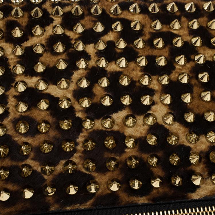 Pre Owned Christian Louboutin Leopard Pony Hair Cris Spiked iPad Case