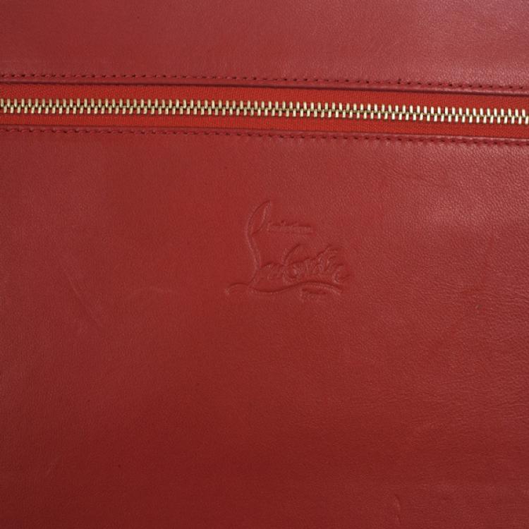 Pre Owned Christian Louboutin Red Patent Cris Spiked Leather iPad Case
