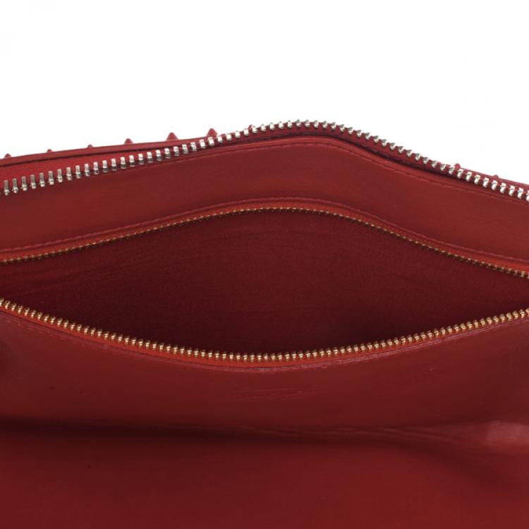 Pre Owned Christian Louboutin Red Patent Cris Spiked Leather iPad Case