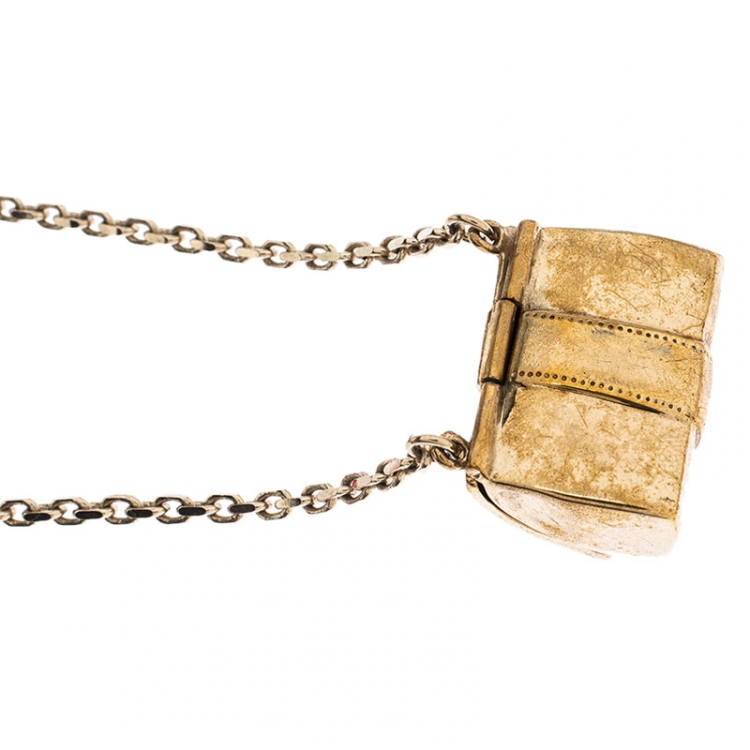 Pre Owned Christian Louboutin Gold Tone Sweet Charity Pendant Necklace