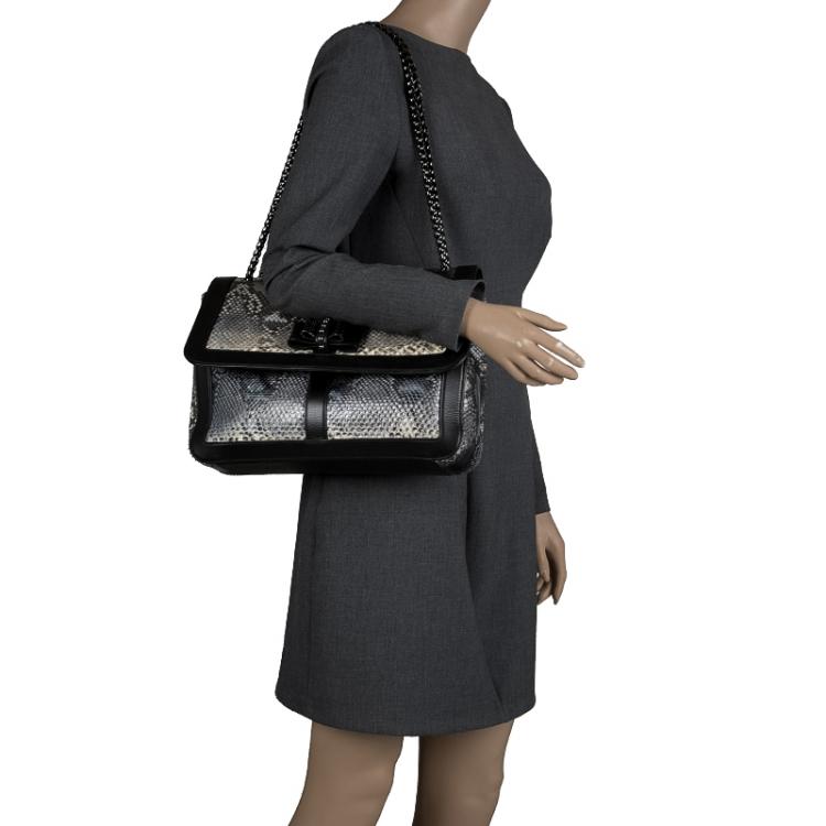Pre Owned Christian Louboutin Metallic Python Sweet Charity Shoulder Bag