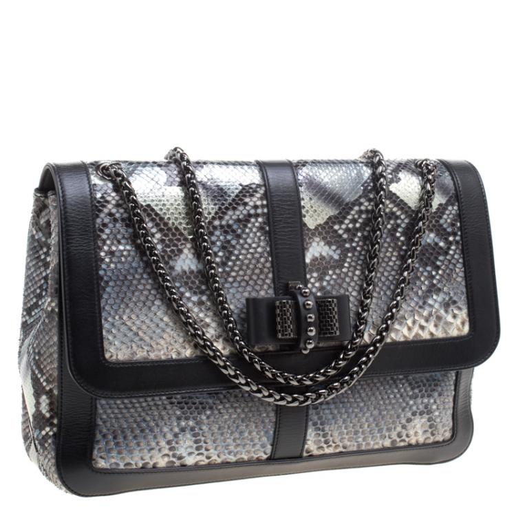 Pre Owned Christian Louboutin Metallic Python Sweet Charity Shoulder Bag