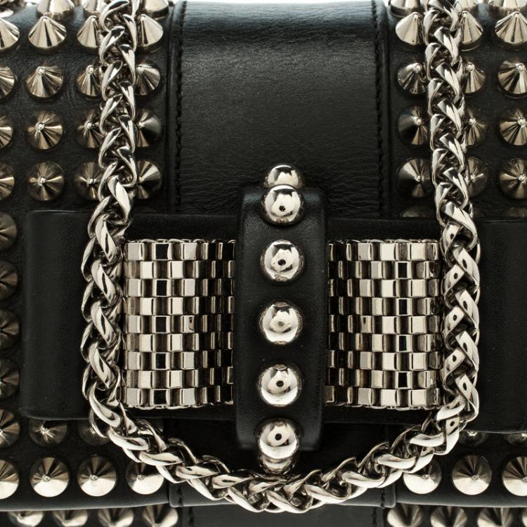 مملوكة مسبقًا Christian Louboutin Black Leather Mini Spiked Sweet Charity Shoulder Bag