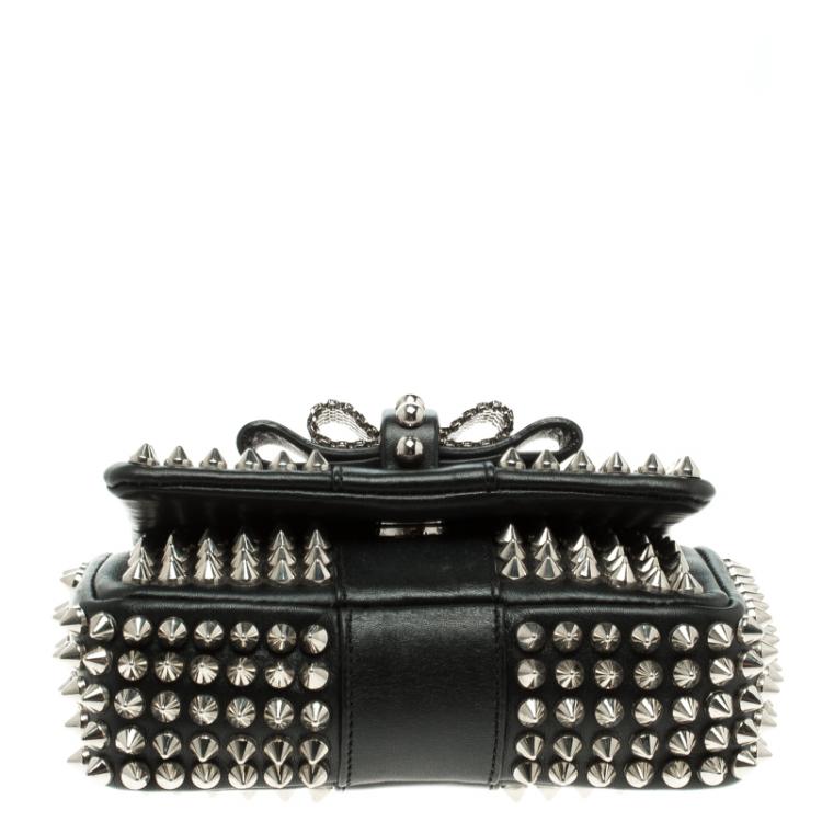 مملوكة مسبقًا Christian Louboutin Black Leather Mini Spiked Sweet Charity Shoulder Bag