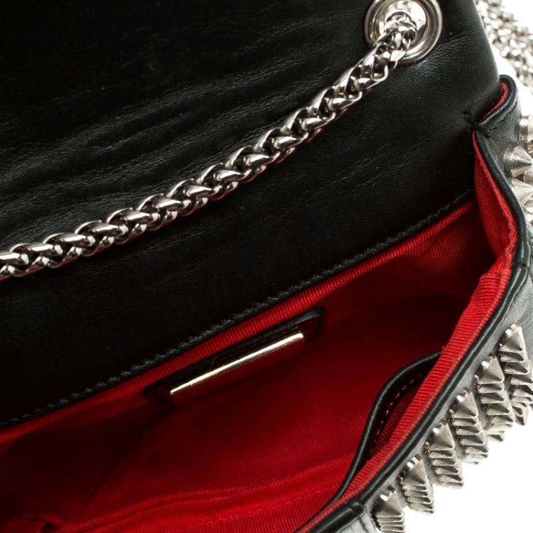 مملوكة مسبقًا Christian Louboutin Black Leather Mini Spiked Sweet Charity Shoulder Bag