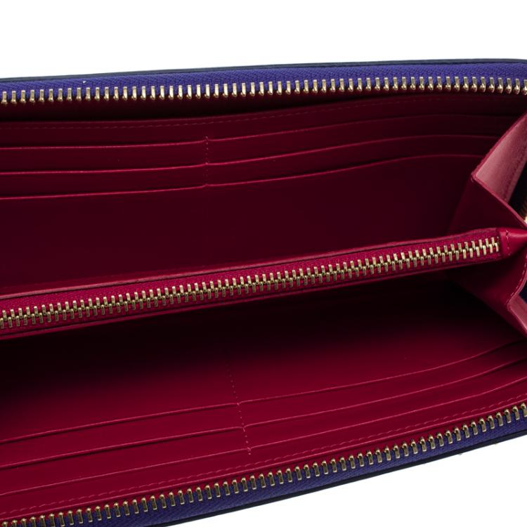Pre Owned Christian Louboutin Blue Leather Multicolor Studded Spike Continental Wallet