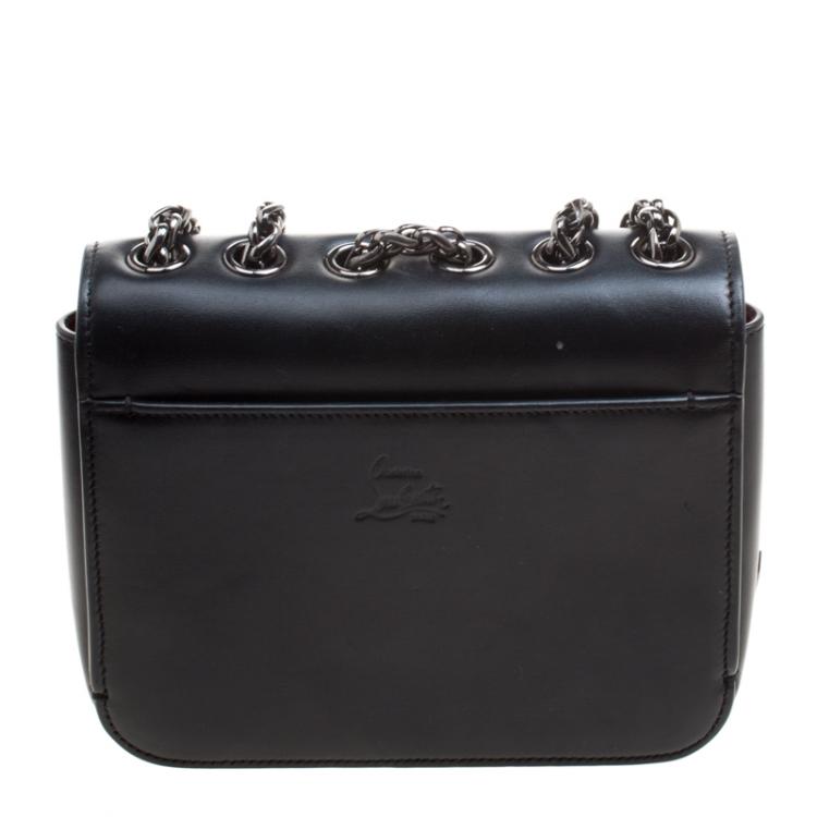 Pre Owned Christian Louboutin Black Leather Sweet Charity Loubi Bow Shoulder Bag