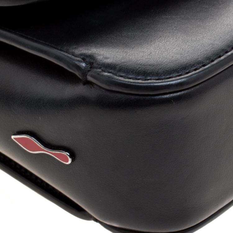 Pre Owned Christian Louboutin Black Leather Sweet Charity Loubi Bow Shoulder Bag