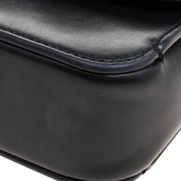 Pre Owned Christian Louboutin Black Leather Sweet Charity Loubi Bow Shoulder Bag