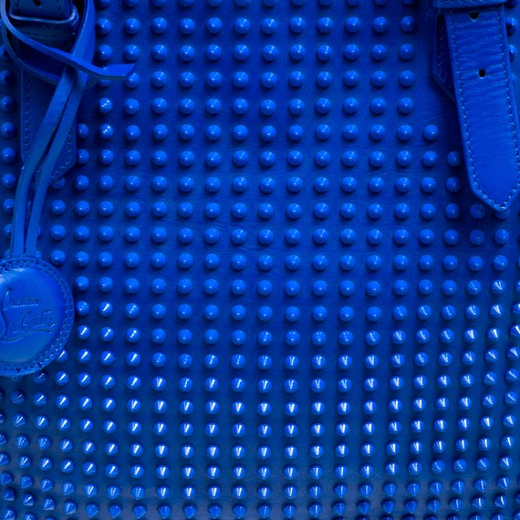 Pre Owned Christian Louboutin Blue Leather Syd Studded Shopper Tote