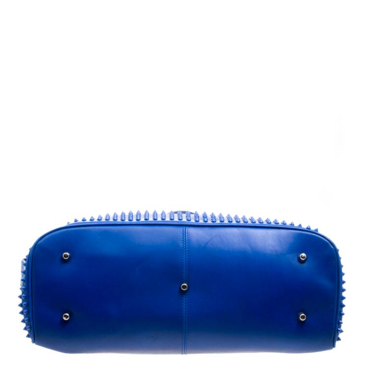 Pre Owned Christian Louboutin Blue Leather Syd Studded Shopper Tote