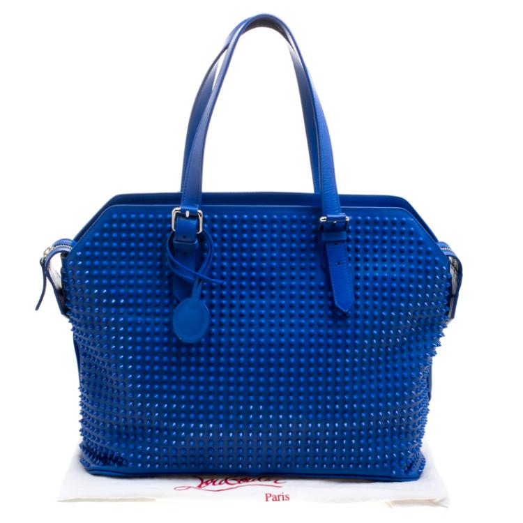 Pre Owned Christian Louboutin Blue Leather Syd Studded Shopper Tote
