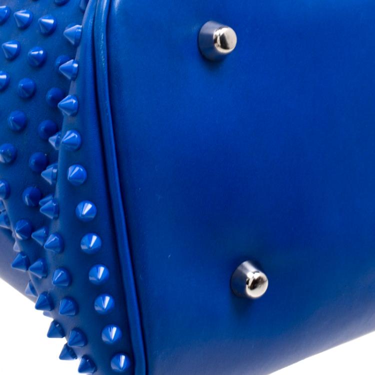 Pre Owned Christian Louboutin Blue Leather Syd Studded Shopper Tote