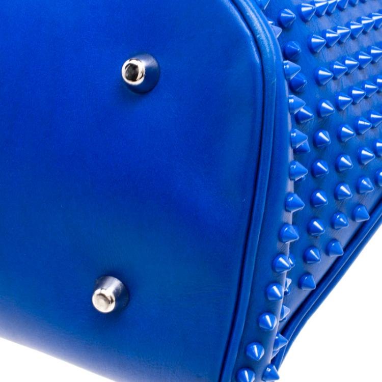 Pre Owned Christian Louboutin Blue Leather Syd Studded Shopper Tote