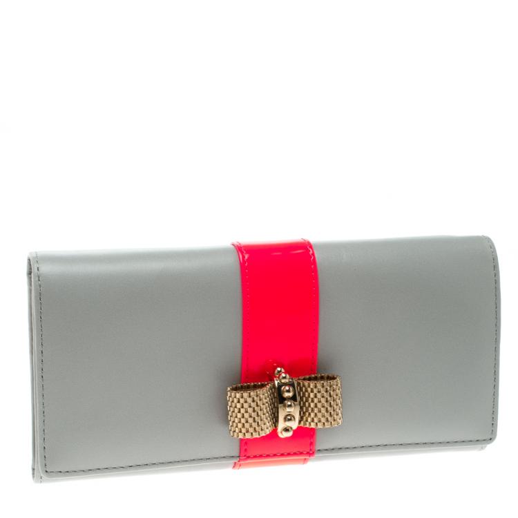 Pre Owned Christian Louboutin Grey Leather Sweet Charity Continental Wallet 