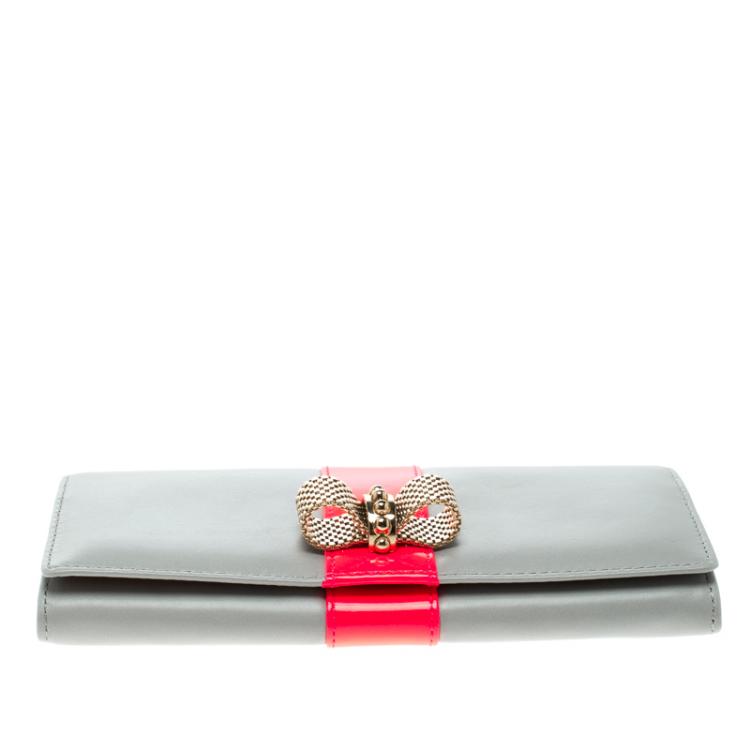 Pre Owned Christian Louboutin Grey Leather Sweet Charity Continental Wallet 