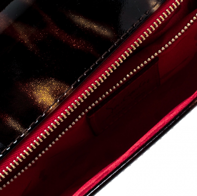 Pre Owned Christian Louboutin Metallic Patent Leather Bow Clutch