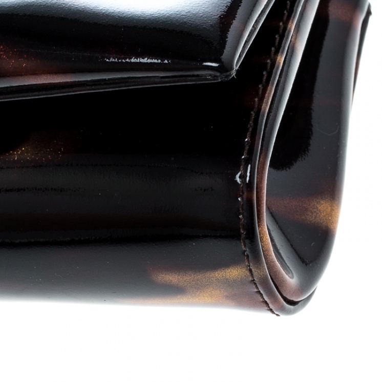 Pre Owned Christian Louboutin Metallic Patent Leather Bow Clutch