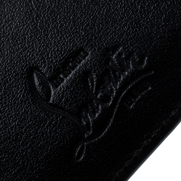 Pre Owned Christian Louboutin Black Leather Studded Kios Card Holder