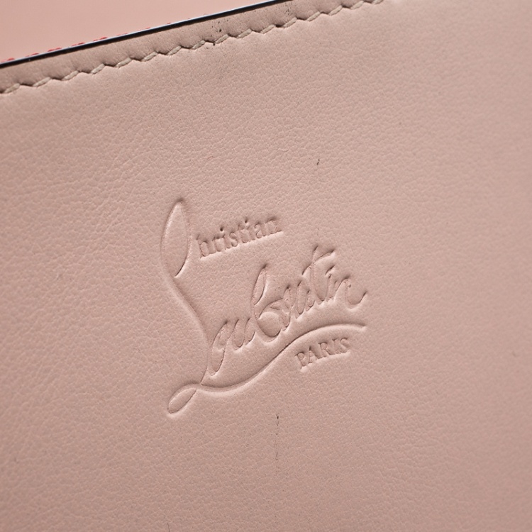 Pre Owned Christian Louboutin Blush Pink Leather Spiked Paloma Clutch