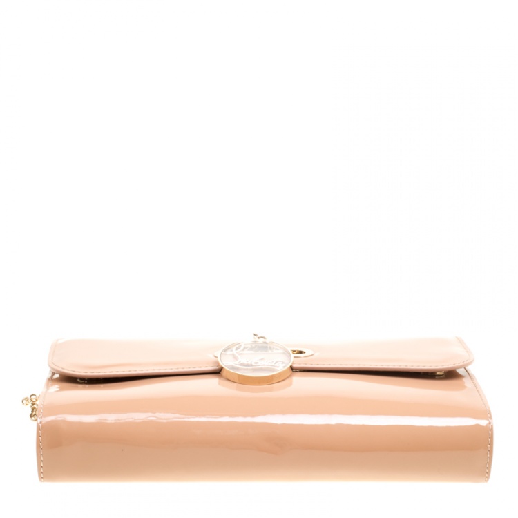 Pre Owned Christian Louboutin Beige Patent Leather Riviera Clutch