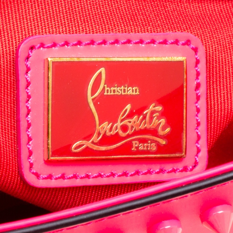 مملوكة مسبقًا Christian Louboutin Neon Pink Matte Leather Small Rockstud Sweet Charity Shoulder Bag