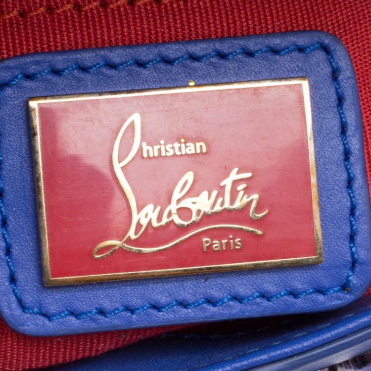 Pre Owned Christian Louboutin Blue Leather Mini Spiked Sweet Charity Crossbody Bag