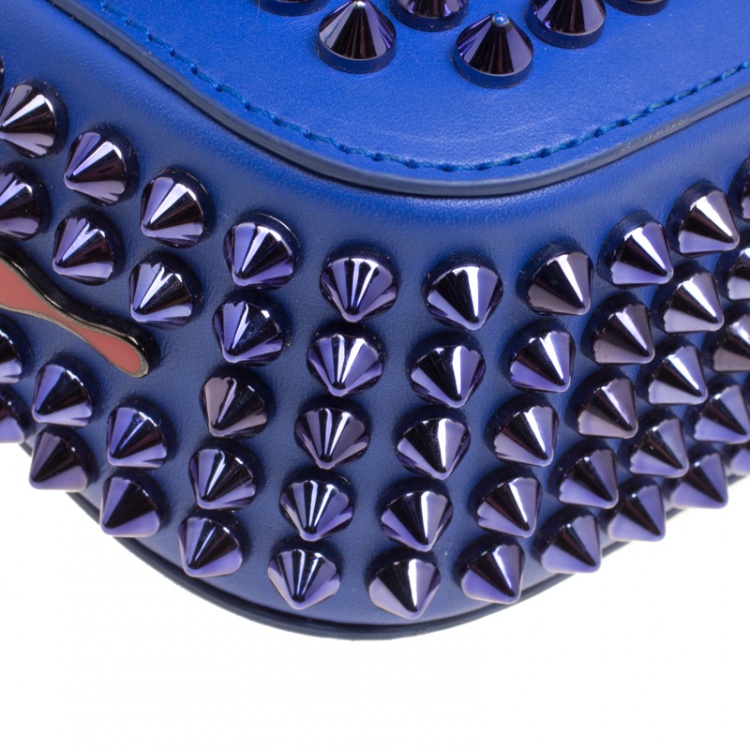 Pre Owned Christian Louboutin Blue Leather Mini Spiked Sweet Charity Crossbody Bag