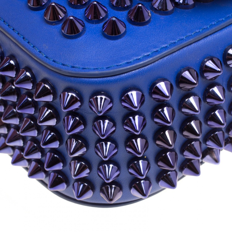 Pre Owned Christian Louboutin Blue Leather Mini Spiked Sweet Charity Crossbody Bag