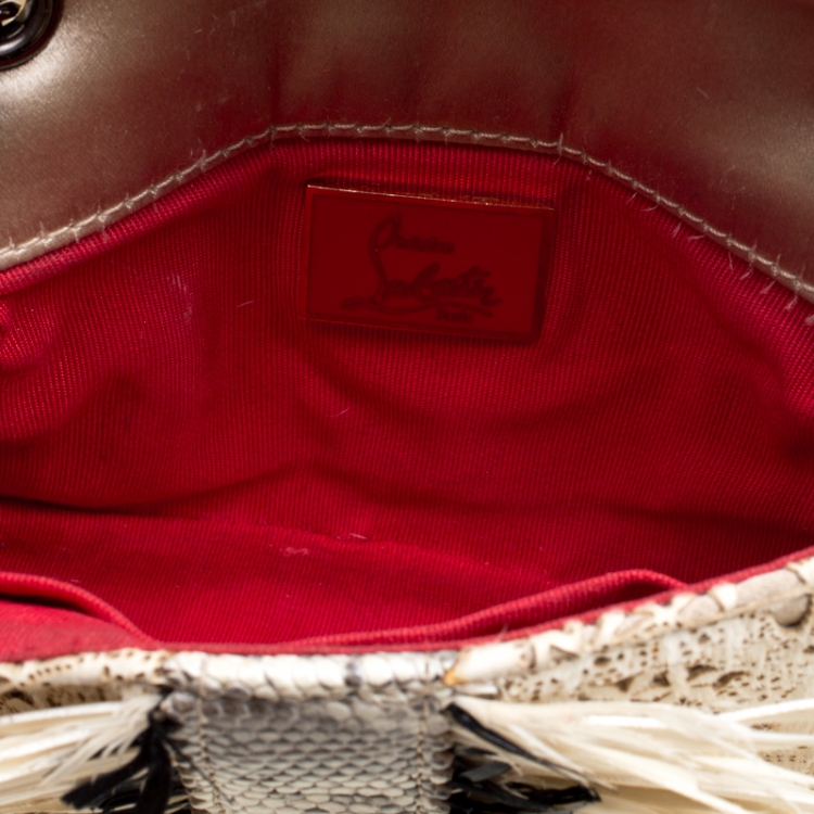 Pre Owned Christian Louboutin Multicolor Calfhair/Lizard and Feather Paradis Sweet Charity Bag