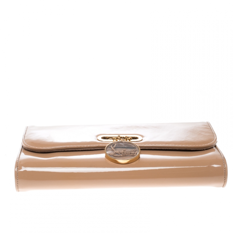 مملوكة مسبقًا Christian Louboutin Beige Patent Leather Riviera Clutch