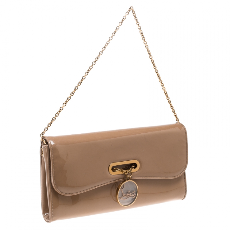 مملوكة مسبقًا Christian Louboutin Beige Patent Leather Riviera Clutch