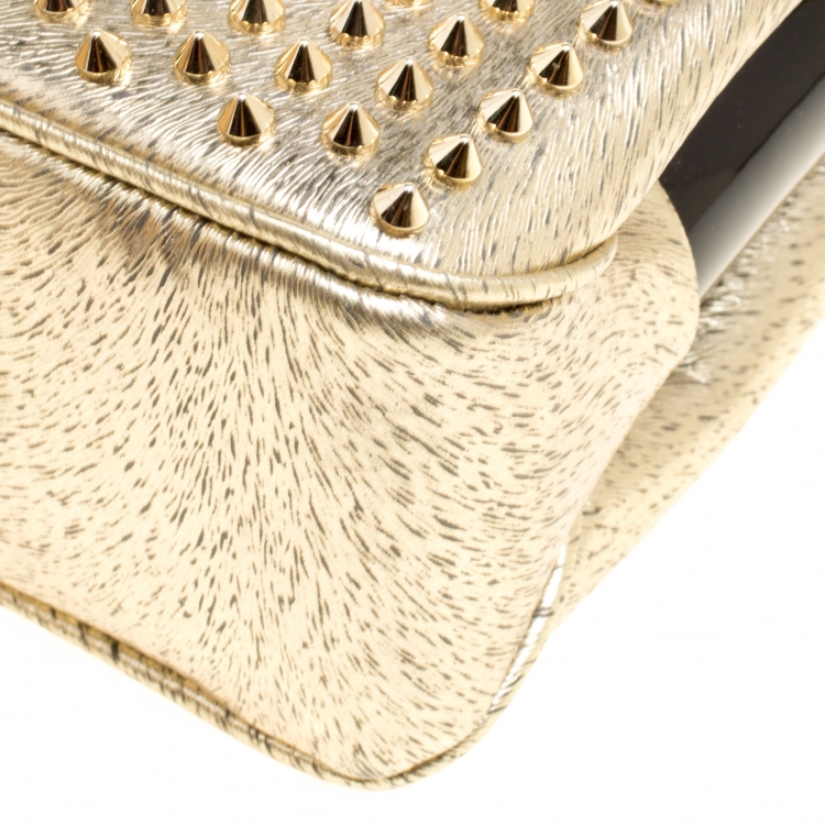 مملوكة مسبقًا Christian Louboutin Gold Textured Leather Triloubi Chain Shoulder Bag