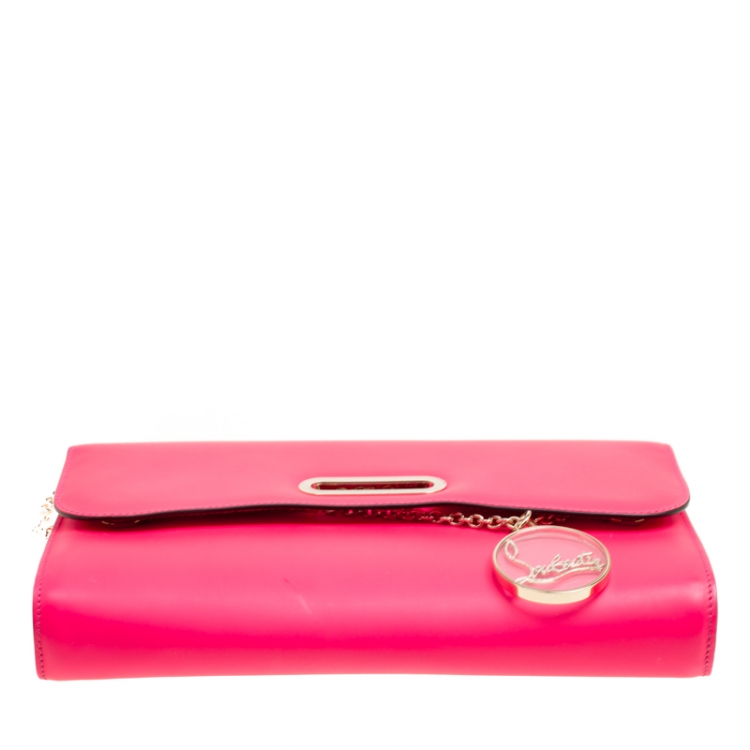 مملوكة مسبقًا Christian Louboutin Fluorescent Pink Leather Riviera Clutch