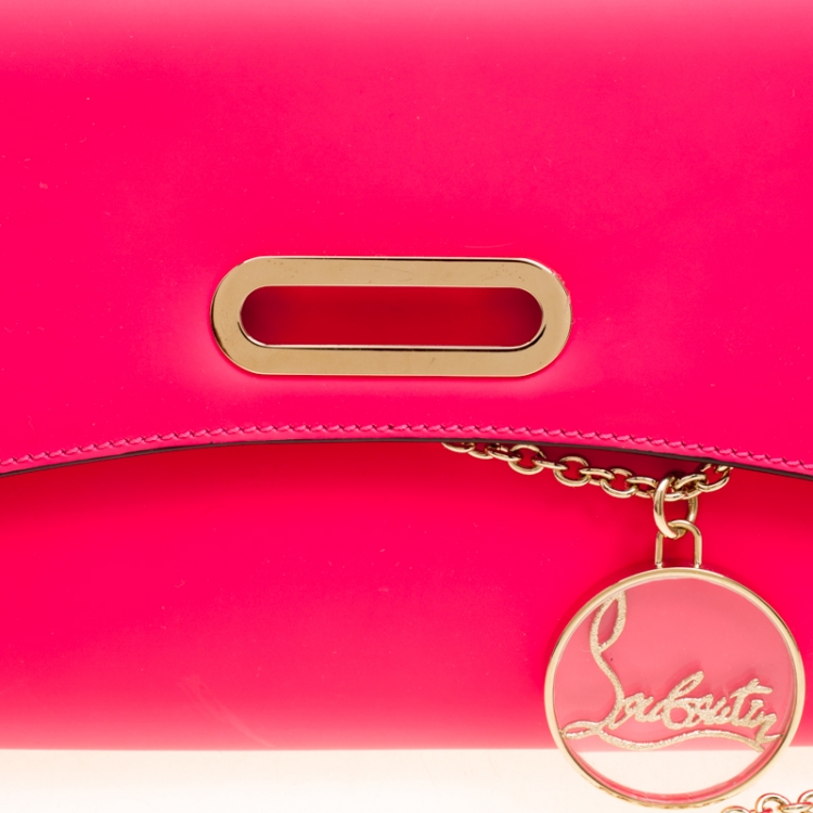 مملوكة مسبقًا Christian Louboutin Fluorescent Pink Leather Riviera Clutch