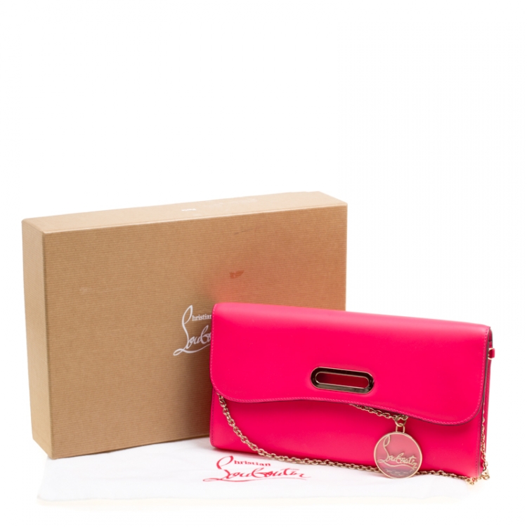 مملوكة مسبقًا Christian Louboutin Fluorescent Pink Leather Riviera Clutch