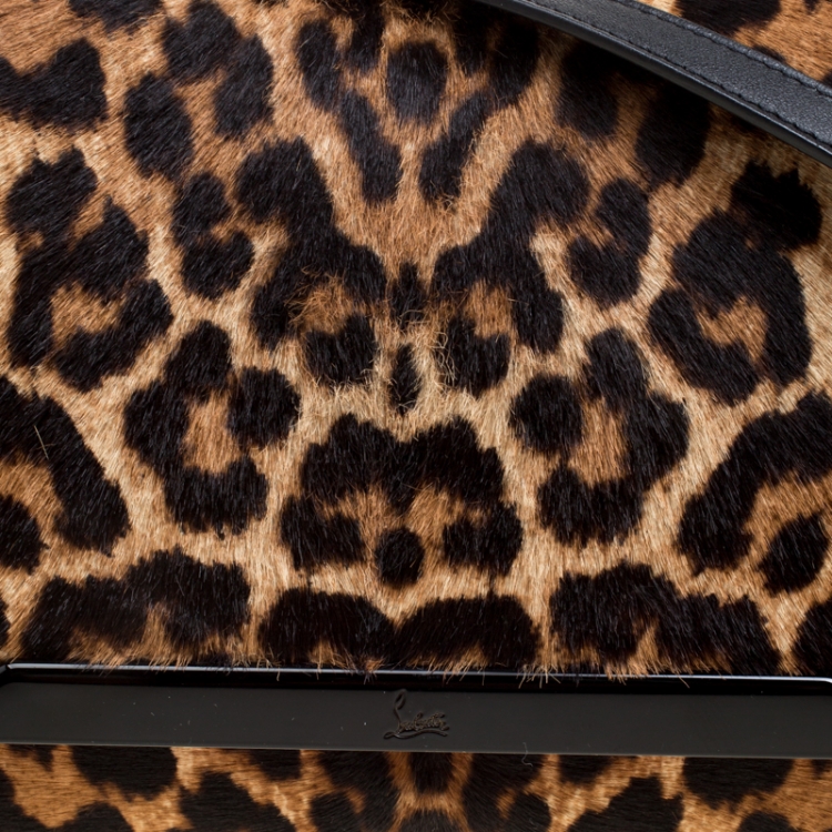 مملوكة مسبقًا Christian Louboutin Beige/Black Leopard Print Calfhair and Leather Rougissime Crossbody Bag 
