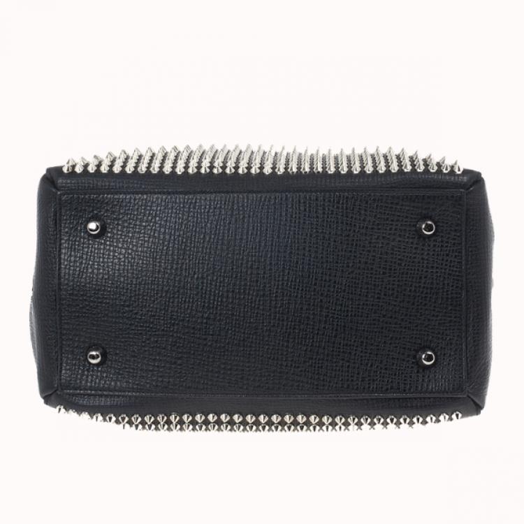 Pre Owned Christian Louboutin Panettone Spiked Black Leather Satchel