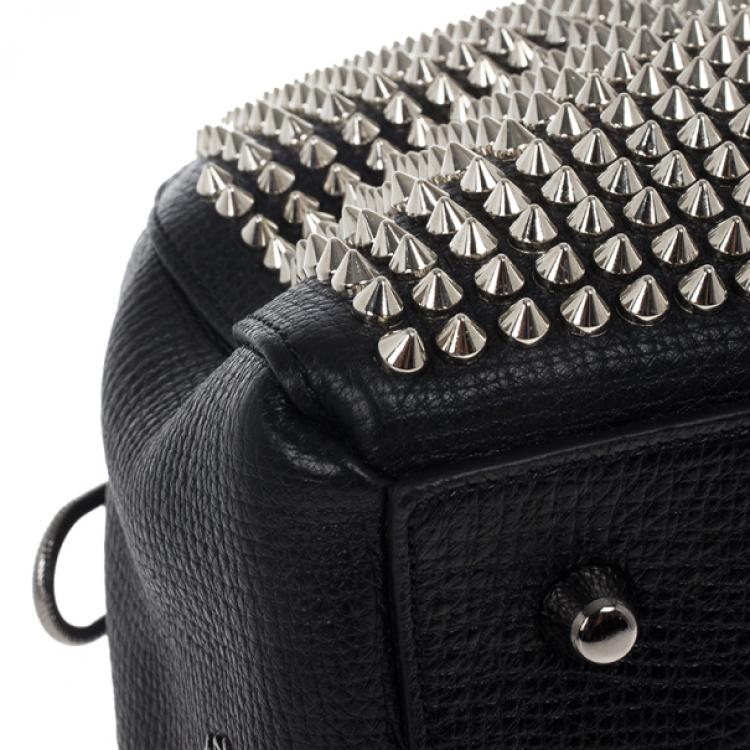 Pre Owned Christian Louboutin Panettone Spiked Black Leather Satchel