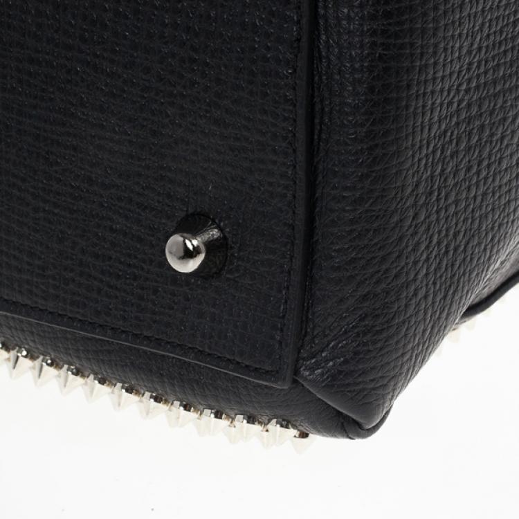 Pre Owned Christian Louboutin Panettone Spiked Black Leather Satchel