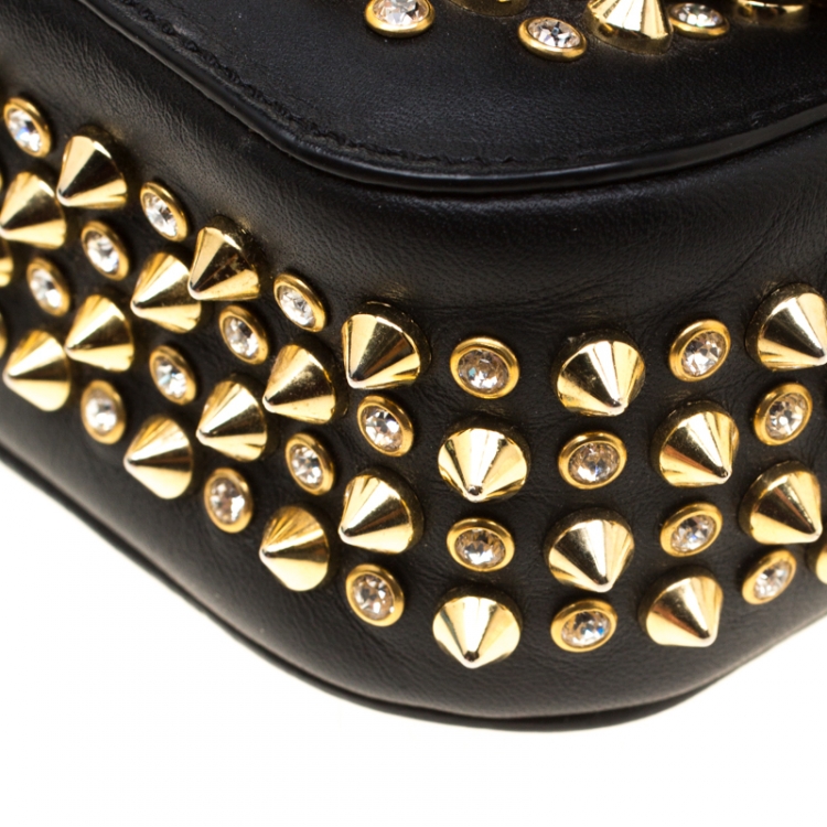 مملوكة مسبقًا Christian Louboutin Black Leather Mini Spiked Sweet Charity Shoulder Bag