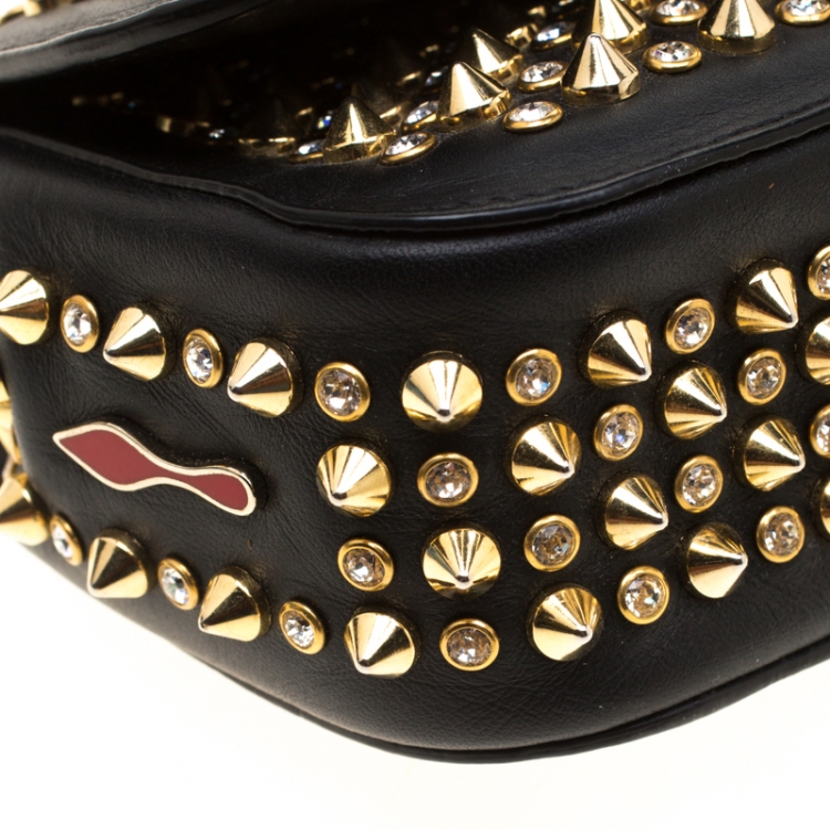 مملوكة مسبقًا Christian Louboutin Black Leather Mini Spiked Sweet Charity Shoulder Bag