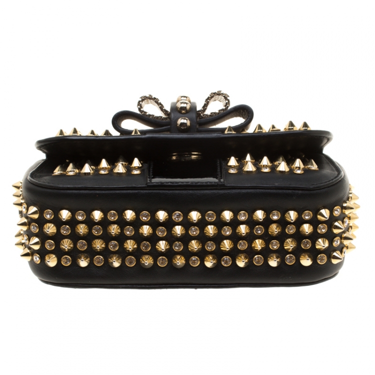 مملوكة مسبقًا Christian Louboutin Black Leather Mini Spiked Sweet Charity Shoulder Bag