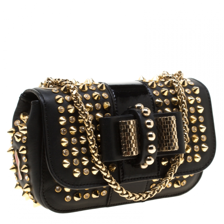 مملوكة مسبقًا Christian Louboutin Black Leather Mini Spiked Sweet Charity Shoulder Bag