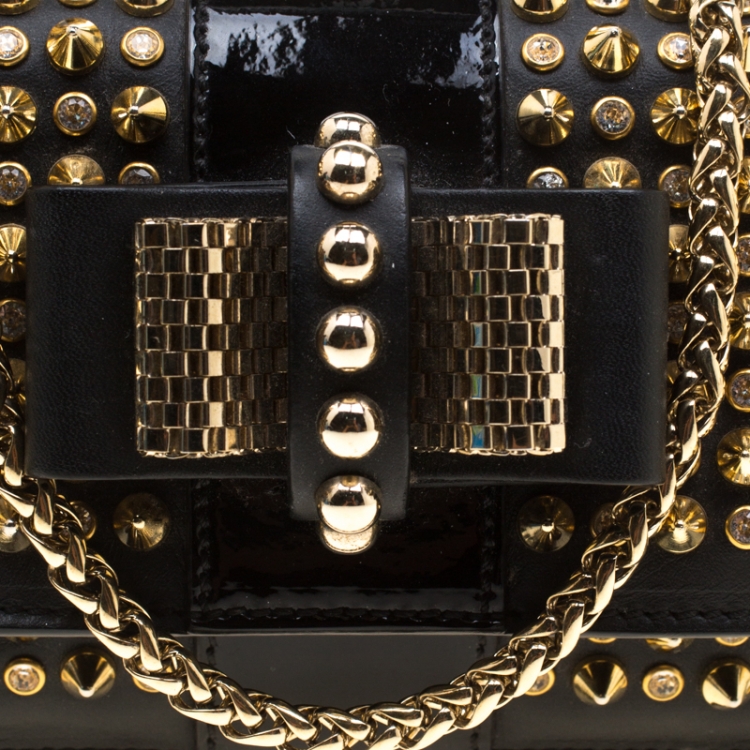 مملوكة مسبقًا Christian Louboutin Black Leather Mini Spiked Sweet Charity Shoulder Bag
