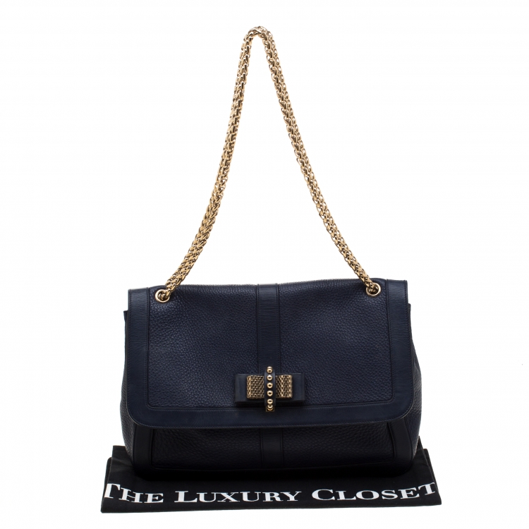 Pre Owned Christian Louboutin Blue Leather Sweet Charity Bag